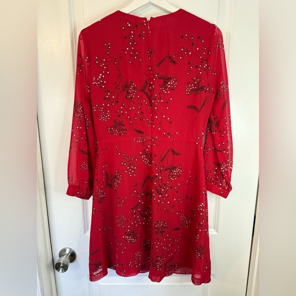 Madewell Women’s Red Windswept Floral Hazelwood Wrap-Front Mini Dress - Size 2 - Picture 5 of 10